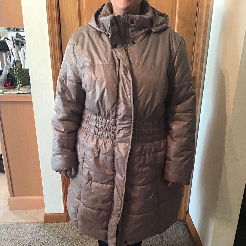 Tan Long Winter Polyester fiber Coat